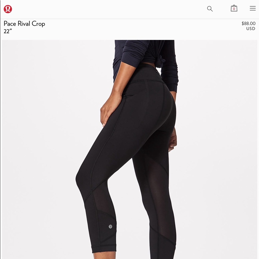 Lululemon Pace Rival Crop Size 12
